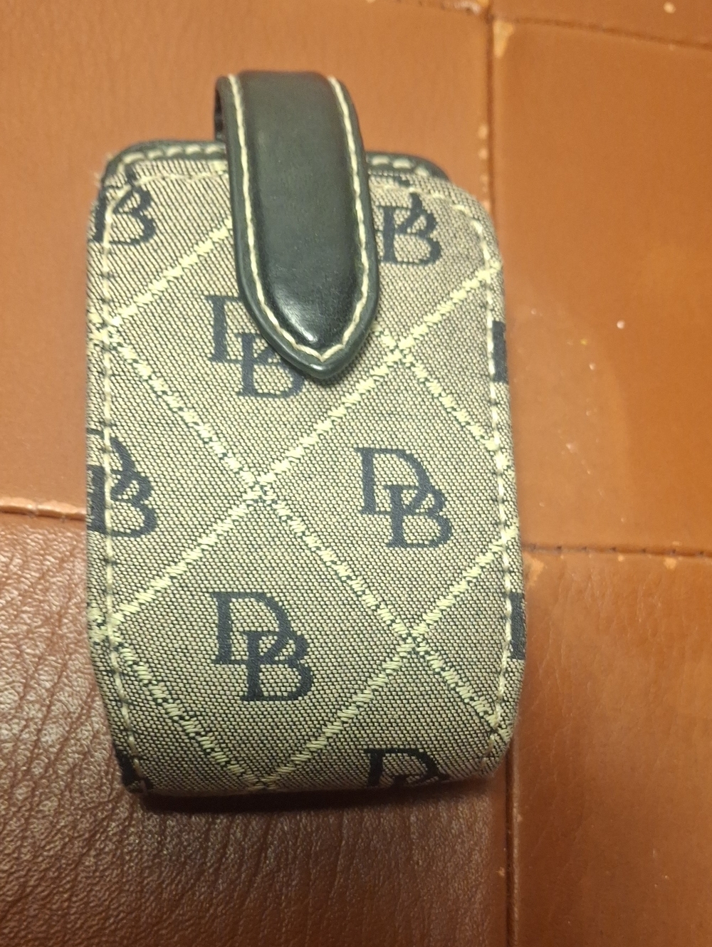Dooney & Bourke Vintage Black Patterned Canvas Phone Pouch